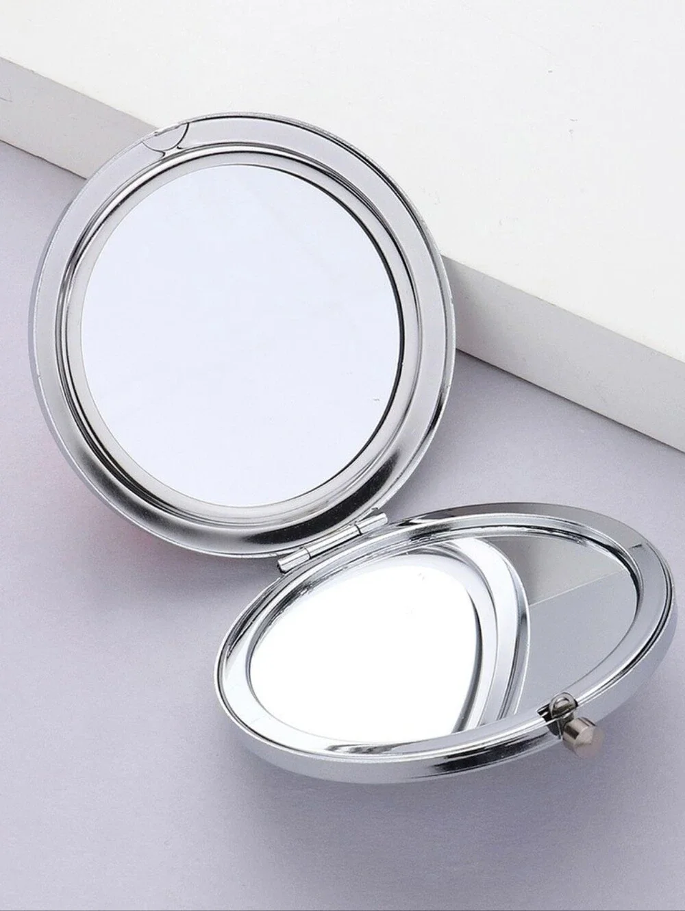 Pink Compact Mirror Floral Crystal Jeweled Circle Gem Bling Makeup Lipstick Case